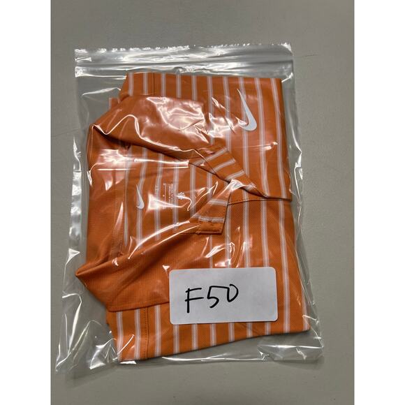 NIKE GOLF TOUR PERFORMANCE DRI-FIT STRIPED POLO SHIRT ORANGE MENS MEDIUm - Picture 8 of 8